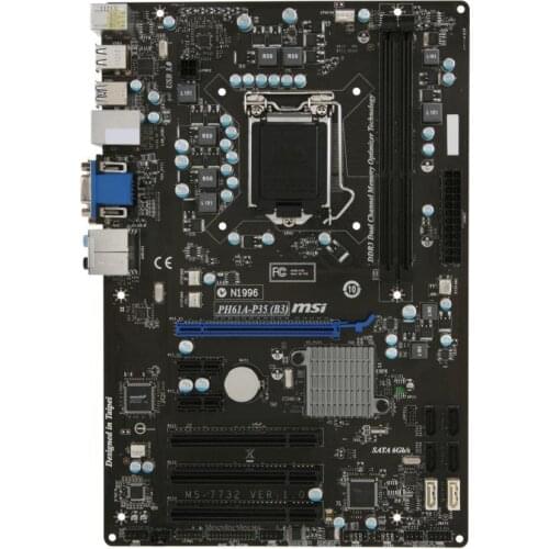 MSI PH61A-P35 (B3) Desktop Mainboard LGA 1155 Intel H61 SATA 6Gb/s USB 3.0 ATX with UEFI BIOS Intel Used Motherboard