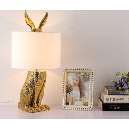 Fashion Creative Desk Lights Resin Rabbit Shaped Table Lamp Living Room Decoration Modern Indoor Lamp