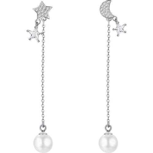 Fashion 925 Sterling Silver Stars&Moon earrings female Simple Temperament For Women Jewelry Gifts
