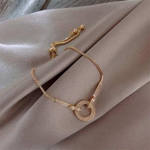 Fashionable Simple AAA Cubic Zirconia Pendant Bracelet for Woman Round Shiny Crystal Korean Bangle Female 2019 New Jewelry Gifts