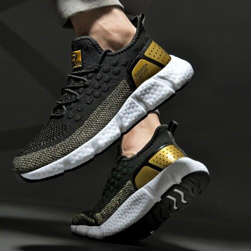 Men Knitting Mesh Breathable Running Shoes Flat Heel Sport Casual Shoes High Quality Sneakers Lightweight Mens Shoes Jogging