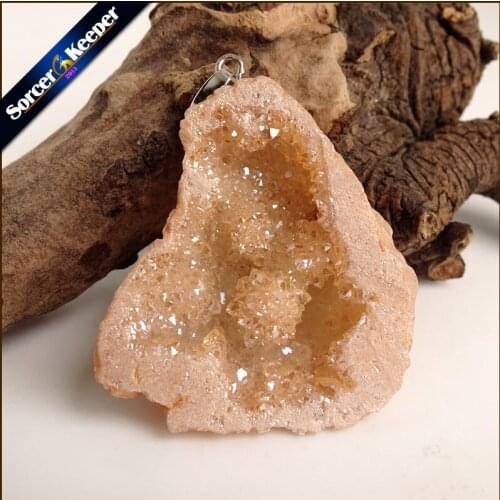 Irregular Natural Stone Pendulum Gold Plating Rainbow Crystal Druzy Pendants Sparkling Charms Necklace For Jewelry Making YS0004