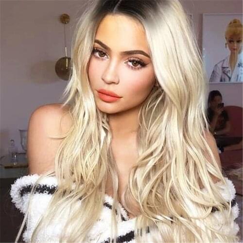 Omber Blonde Lace Front Wig Synthetic 13*4 Lace Wig Body Wave Heat Resistant Fiber Hair Replacement Wig for Women
