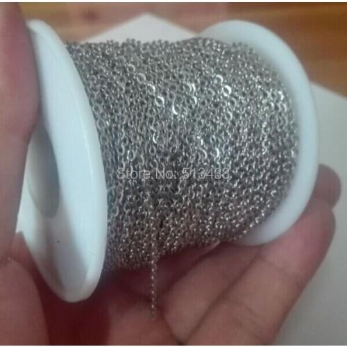 Wholesale 100meter/roll Thin 1.5mm Stainless Steel Oval Link chain jewelry finding / Marking Chain DIY