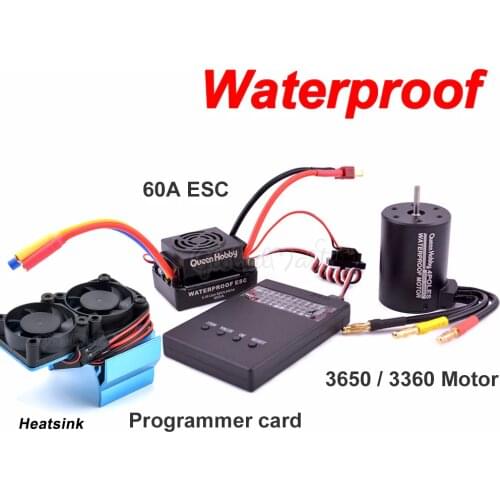 Waterproof 3650 3900KV 4300KV / 3660 3300KV 3800KV Brushless Motor 60A ESC Programmer card Combo Set for 1:10 1/10 RC Car Truck