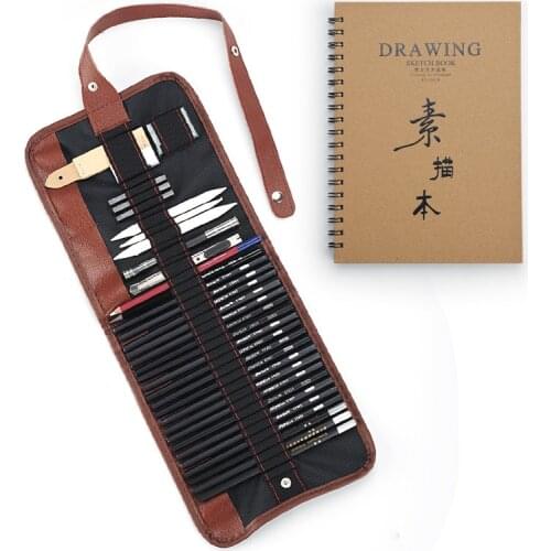 35 sets of sketch pencil suits Professional sketch sketch suits Painters School students'art supplies wooden pencil bags