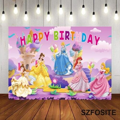 Cartoon Beautiful Castle Pink Party Backdrop Princess Picture Girl Birthday Table Decoration Photography Photo Vinyl Background
