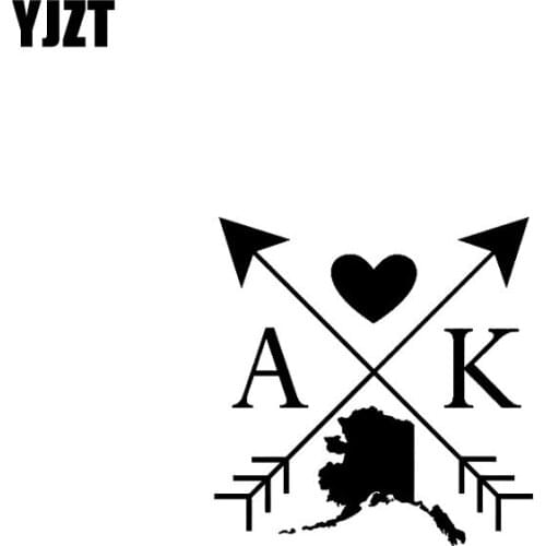 YJZT 12.5CM*12.7CM Alaska Love Cross Arrow Vinyl Decal Car Sticker Black Silver C10-02237