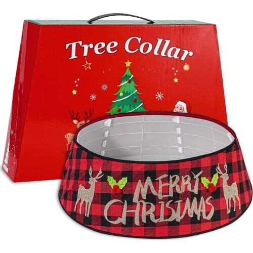 Merry Christmas Tree Skirt Ground Around Black Red Grid Ornament Holiday Decor New 2020