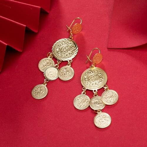 Dubai Gold Color Earrings 24K For Women Wedding Jewelry Womens Earrings For Girls Bridal Wife Gifts African Dubai French