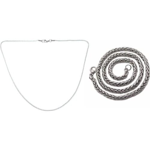 2 Pcs Jewelry Stainless Steel Chain Necklace for Men Women Silver Color, 2.2Mm X 45Cm & 60 X 0.3Cm
