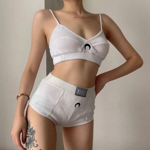Sexy Gray Plaid 2 Piece Set Women Backless Bra Crop Top + Booty Shorts Streetwear Casual Soft Matching Sweatsuit Outfit Clothes