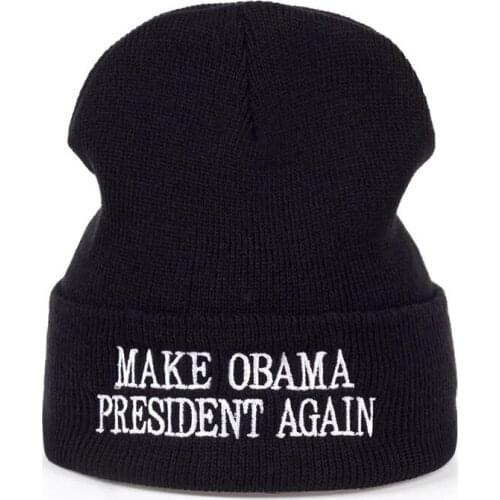 Make Obama President Again embroidery Winter Hat Men Skullies Beanies Unisex Hat Knitted Cap Hats For Women Hat Simple Soft Warm