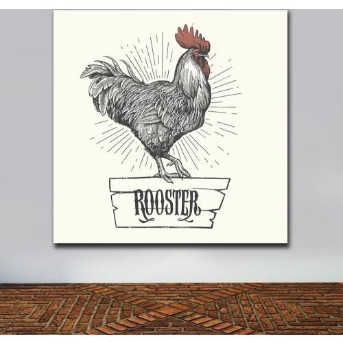1 Pieces Hot Hand Draw Rooster Animals Wall Art Pictures For Living Room Modern Home Decor HD Print Canvas Oil Painting Posters