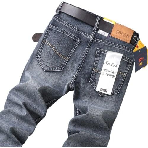 2020 Sulee Brand Mens Autumn Cotton Jeans Men Stretch Business Pants Fashion Trousers Denim Jean Mens Jeans