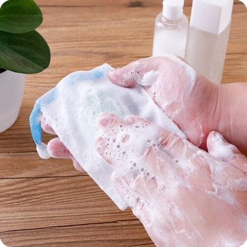 5x Soap Foaming Nylon Mesh Drawstring Bag Bubble Foam Net Bath Cleaning Gloves
