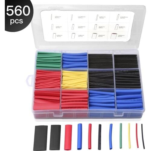 560pcs 2:1 Wrap Wire Cable Insulated Polyolefin Heat Shrink Tube Ratio Tubing Insulation Shrinkable Tubes