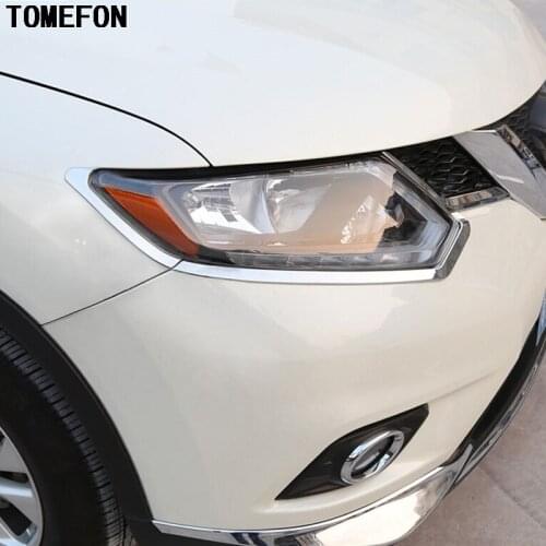 ABS Chrome For Nissan X-Trail X Trail Rogue T32 2014 2015 2016 Headlights Eyebrow Cover Front Lights Trim