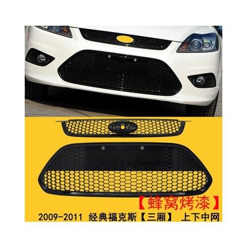 ABS Honeycomb Lacquer that Bake Up and Down Front Racing Grill Fit For 2009-2012 Ford Focus Car-styling