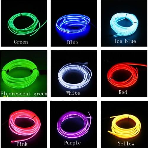 1M 3M 5M car EL Wire led strip Atmosphere light for DIY flexible AUTO interior Lamp Party decoration lights Neon strips 12V USB