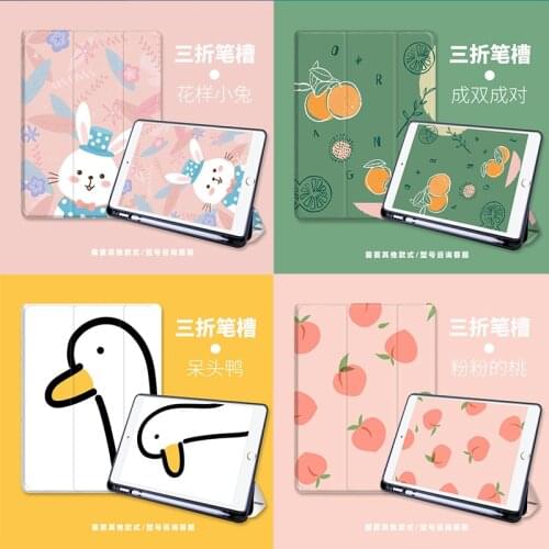 Cartoon Painting Case for IPad 10.2 8th 2018 2017 9.7 Mini 5 2021 Pro 11 12.9 10.5 Air 3 4 Smart Sleep Cover with Pen Holder