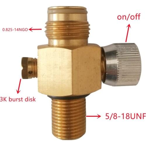 Paintball CO2 Tank On/Off Valve with 5/8"-18UNF input thread