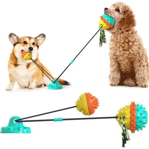 Duoble Molar Bite Resistant Dog Ball with Large Suction Squeaky Toys for Dogs Interactive Dog Toys Pet Products Dropshippping