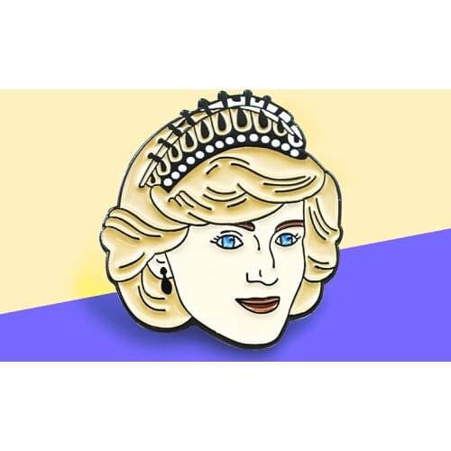 Princess Diana Spencer Enamel Pins Brooch Vintage Anniversary Princess Diana Badge Coat Backpack Lapel For women Friends Gifts