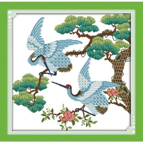 Everlasting Love Longevity Crane (7) Chinese Cross Stitch Kits Ecological Cotton Stamped Printed DIY New Decorations For Home