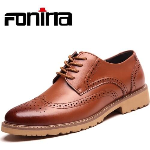FONIRRA 2019 Fashion Brand Mens Business Dress Brogue Shoes Designer Luxury Men Formal Shoe Pointed Toe Oxford Shoes Casual 961