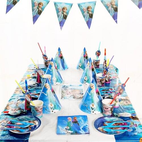 Princess Anna Elsa Birthday Party Decoration Kids Disposable Tableware Baby Shower Event Party Supplies Favor