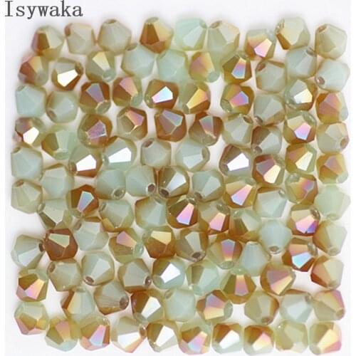 Isywaka Solid Blue golden Color 100pcs 4mm Bicone Austria Crystal Beads charm Glass Loose Spacer Bead for DIY Jewelry Making