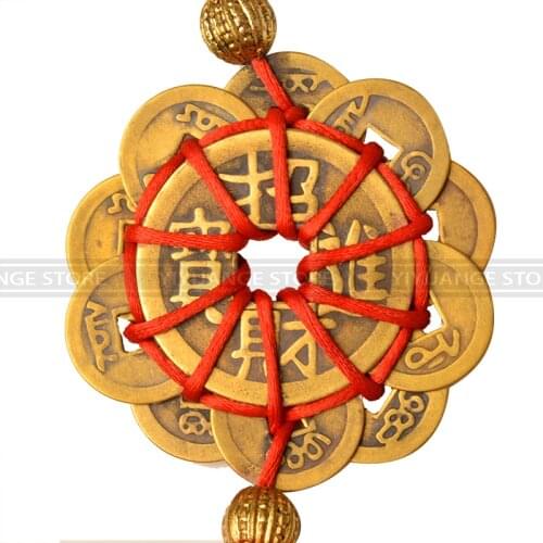 China Mascot Metal Crafts FengShui Lucky Charm Ancient CHING Emperor Coins Prosperity Protection Brass Wealth I-ching Coins