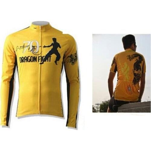 Kung Fu Classic Yellow Costume Ride Long Sleeve Short Sleeve Jerseys Cycling Shirt Size S-XXXL Free Shipping