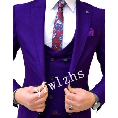 Handsome One Button Groomsmen Peak Lapel Groom Tuxedos Wedding Dress Men Suits Blazer Prom Dinner (Jacket+Pants+Tie+Vest) B70