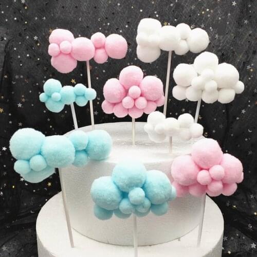 Creative ins wind cloud cake decoration card white cloud cloud ball ball flag birthday cake plug-in venue decoration flag fittin