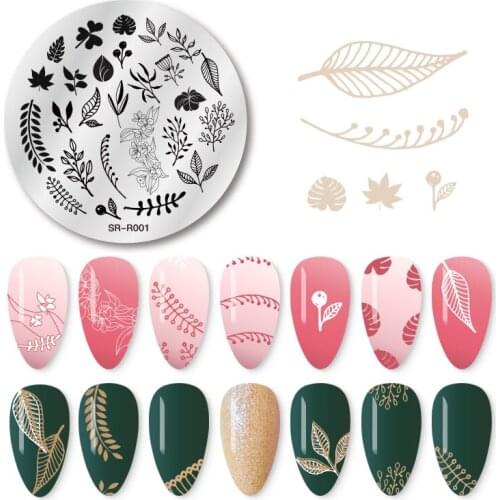Mtssii Flower Round Nail Stamping Plates Roses Flowers Leaves Nail Art Image Stencil Flower Tango Theme