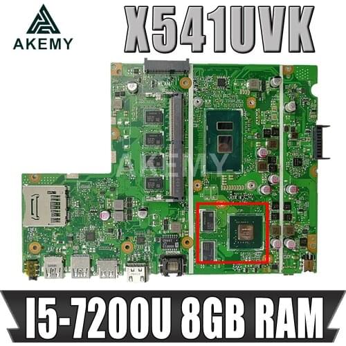 Akemy X541UVK Laptop Motherboard For Asus X541UJ X541UVK X541UV MainBoard W/ I5-7200U 8GB RAM (V2G) Free Board