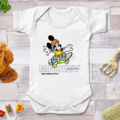 Fashion New Disney Mickey Mouse Print Baby Boy Clothes Baby Girl Rompers Infant 1PC Bodysuit Playsuits0-24M