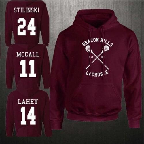 Teen Wolf Hoodie Men Stilinski 24 Lahey McCall Pullover Sweatshirt Male Print Red Hooded Mens Hoodies Hip Hop Hoddies Streetwear