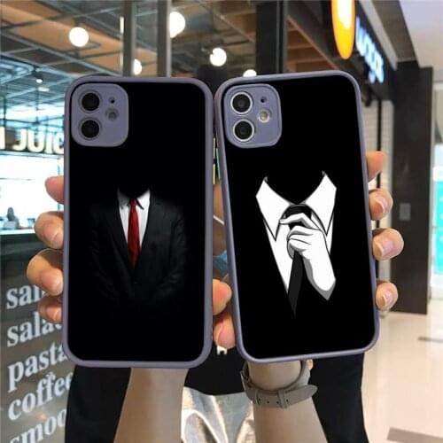 Man Suit Shirt Phone Case Matte Transparent for iPhone 7 8 11 12 s mini pro X XS XR MAX Plus cover funda