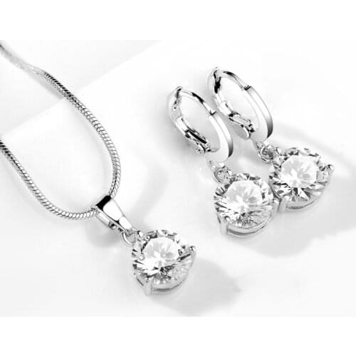 ZHOUYANG Classic Wedding Jewelry Set For Women Multicolor Zircon Silver Color Earrings Necklace Fashion Gift Jewellery KCS256