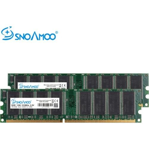 SNOAMOO desktop computer USED RAM DDR 333MHz 2GB (1GBx2pcs) RAM PC-2700U DIMM Non-ECC Computer 184Pin desktop memory lifetime wa