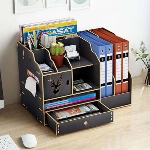 Desk Organizer Storage Magazine Holder Newspaper Rack Stationery Pencil Pen Sundries Badge Box File Tray Office School Supplies