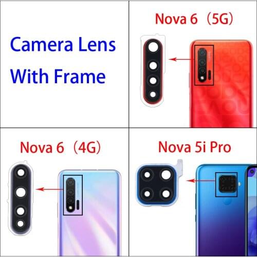New Housing Back Rear Camera Glass Lens With Cover Frame Holder For Huawei Nova 5i Pro / Nova 6 4G / Nova 6 5G