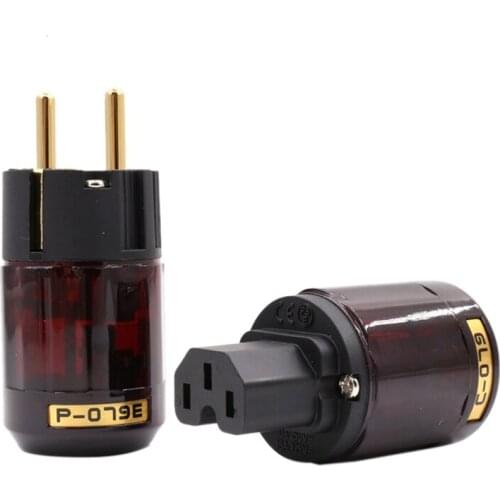 P-079E/C-079 Brass Gold-Plated European Power Plug Audio Power Cord Connector 16a 250V(Eu Plug)