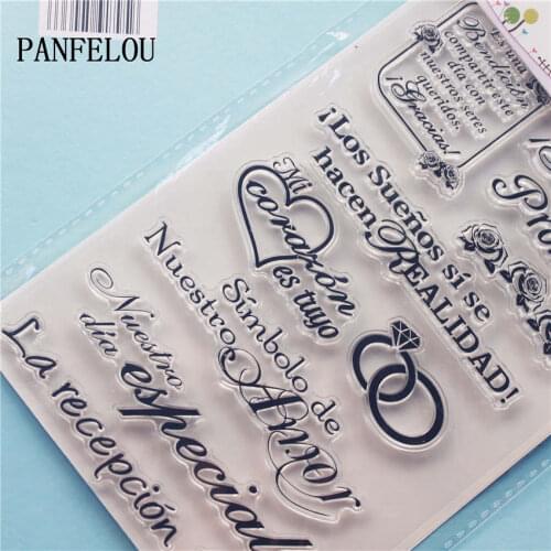 PANFELOU 11.3*15.56cm Romantic words Transparent Silicone Rubber Clear Stamps cartoon for Scrapbooking/DIY wedding album