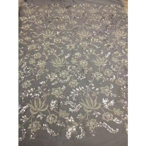 Latest Sexy French Embroidered Tulle Lace L-418885 with beads Sequins Mesh Lace Fabric Sewing For Party Wedding Dress