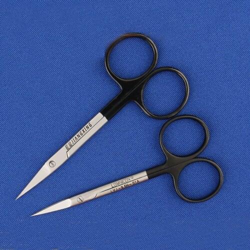 Artisan 10cm Fine Surgical Scissors Double Eyelid Tool Black Handle Scissors Cut Straight Elbow Beauty Plastic Surgery Equipment