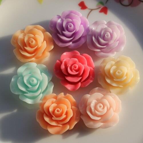 Various Size Mixed Rose Shape Resin Flower Flatback Cabochons For Phone Wedding DIY Craft